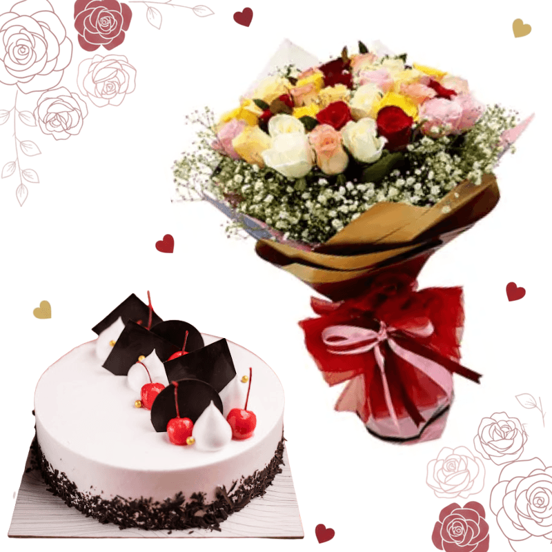 Colourful Blooms & Midnight Forest Cake