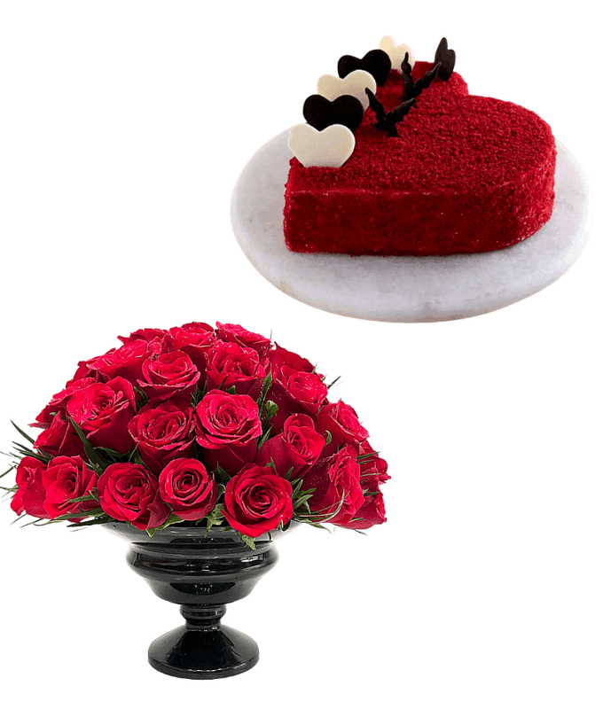 My Dear Roses & Sweet Red Heart Velvet Cake