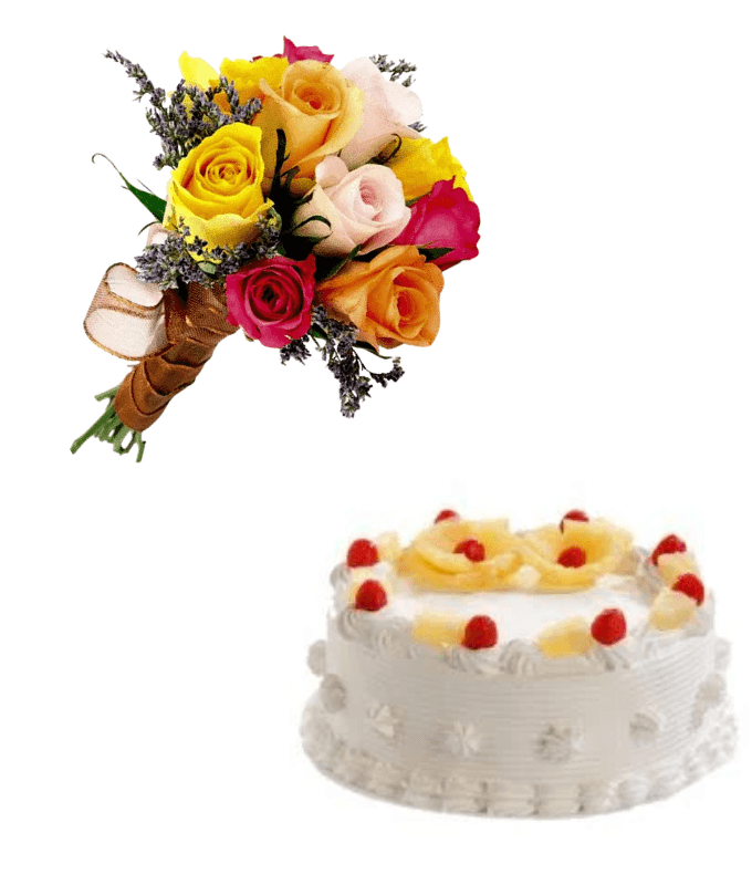 Radiant Bloom Roses & Pineapple Cake