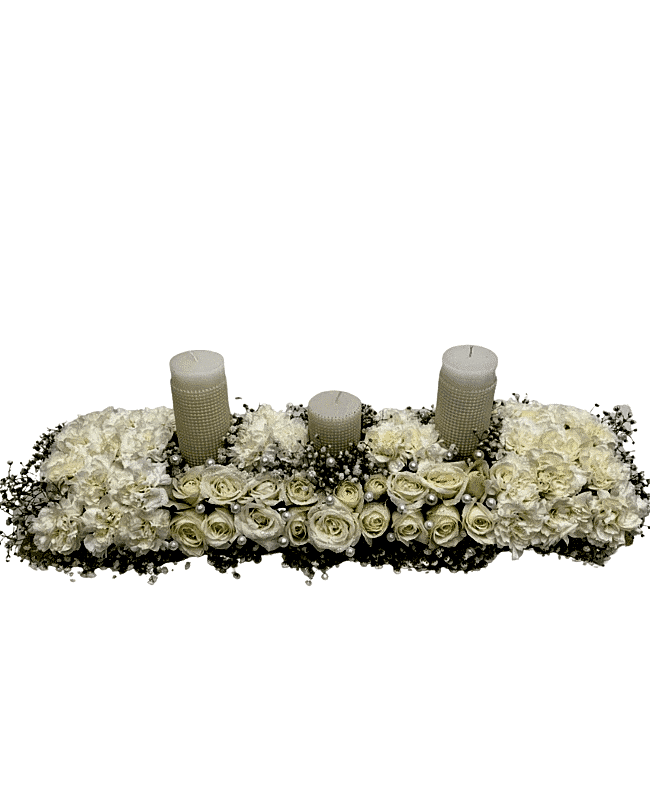 White Funeral Candle Arrangement