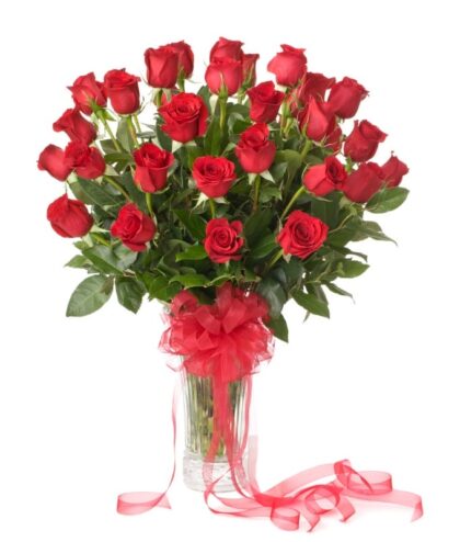 Red Roses in Vase