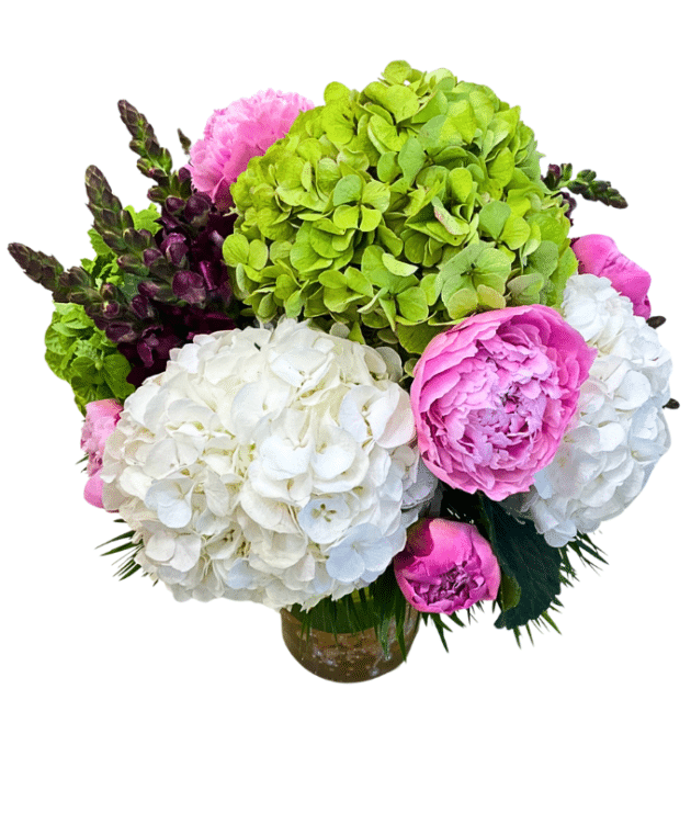 Mixed Pink peonies and White Spring Garden Bouquet