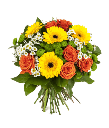 Orange Roses with Yellow Gerberas Bunch