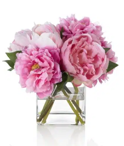 Arrangement of Pink Peony in Glass Vase