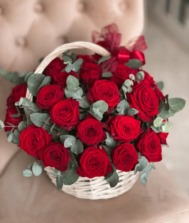 Exotic Red Roses Basket
