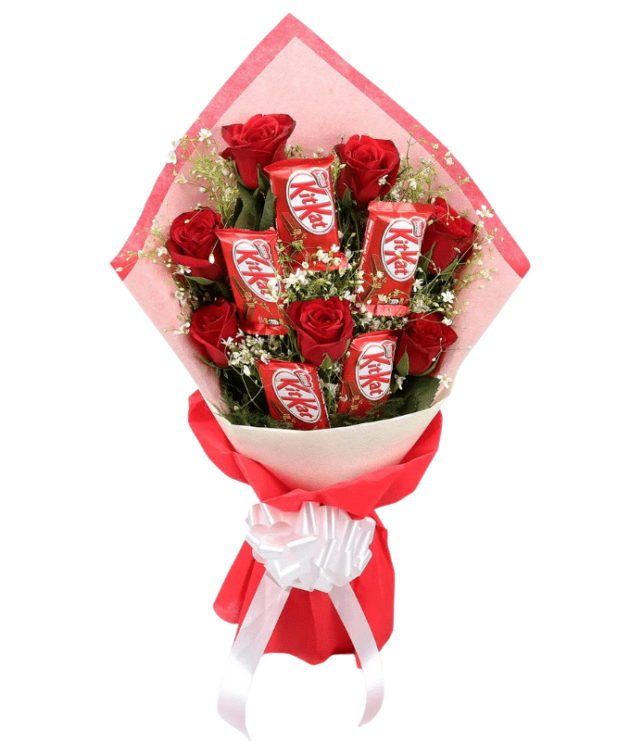 roses , kitkat chocolates