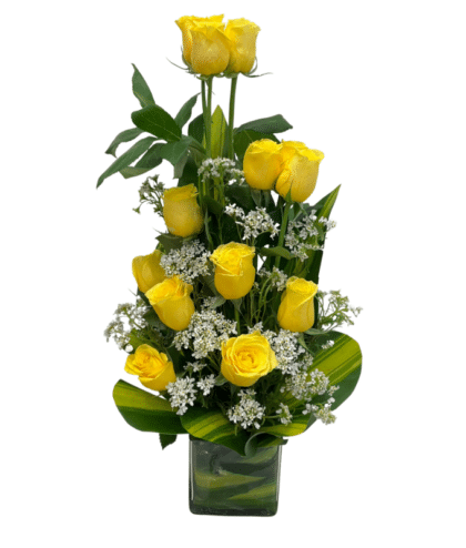 Yellow roses in vase