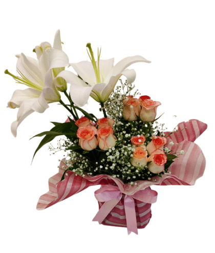 Jumelia roses,White lilies