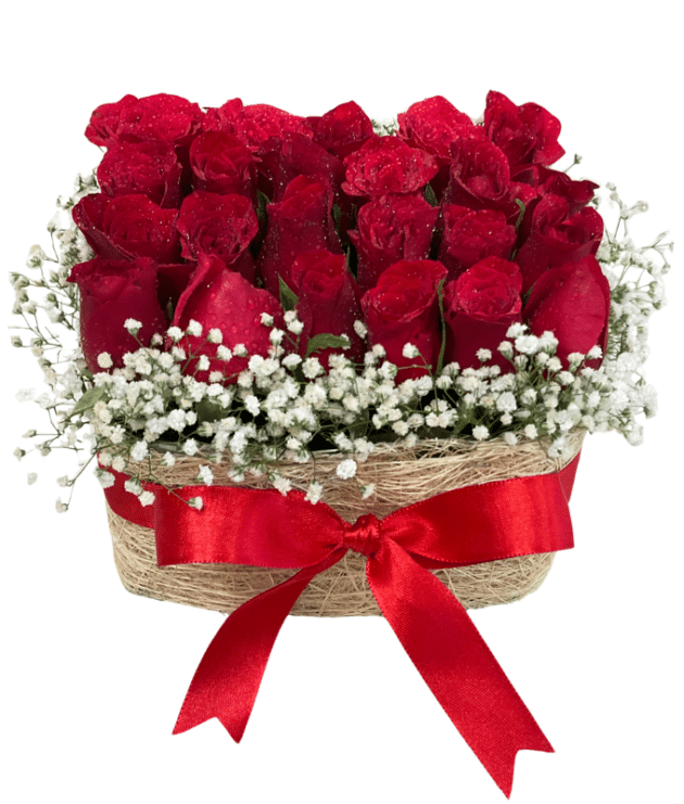Red rose square arrangement