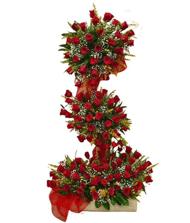 Spiral Red Roses Steps Arrangement