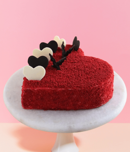 Red Heart-Shaped Cake