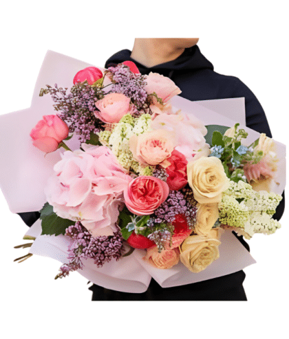 pink peach red white purple floral handbunch